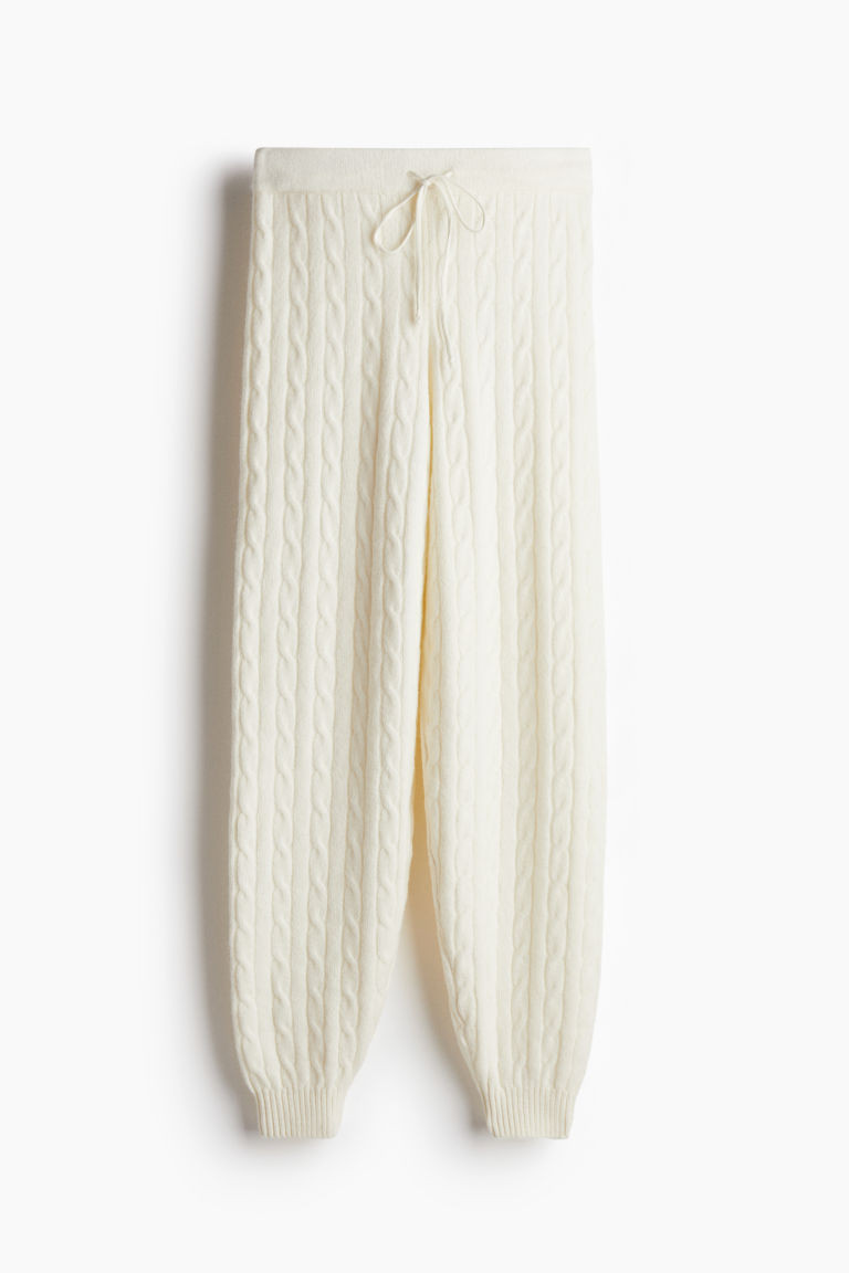 H & M - Cable-Knit Joggers - White | H&M (US + CA)