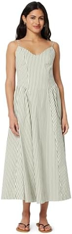 Amazon Essentials Women's Fit & Flare Thin Strap Cotton Poplin Midi Dress | Amazon (US)