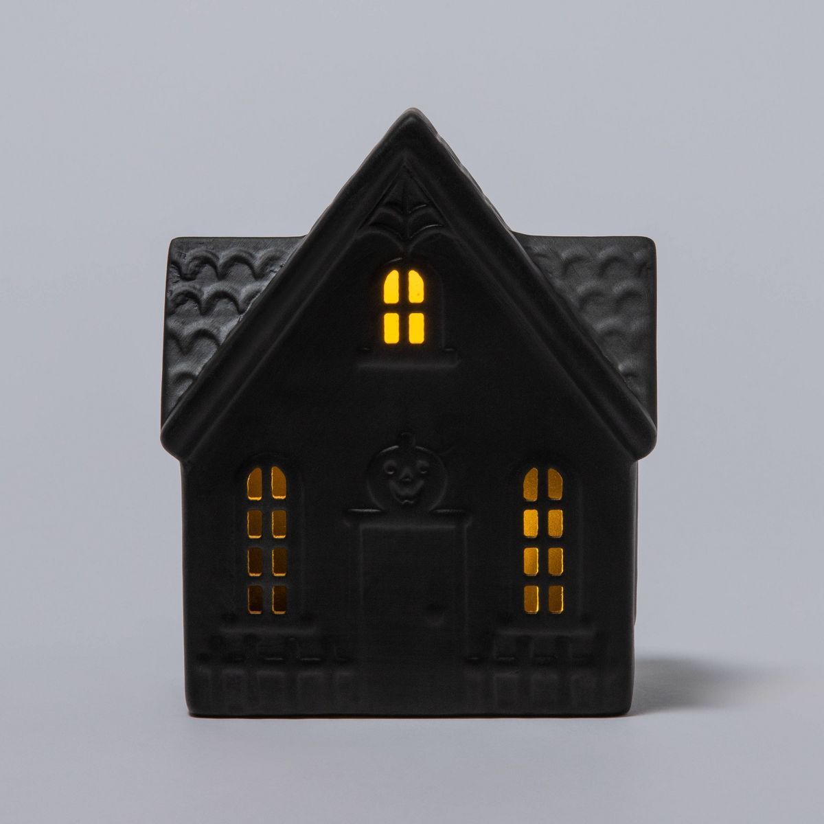 Falloween Light Up Ceramic Black Halloween House with Pumpkin Decorative Figurine - Hyde & EEK! B... | Target