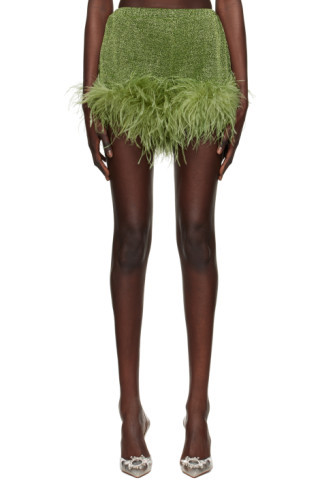 Green Lumiere Plumage Shorts | SSENSE