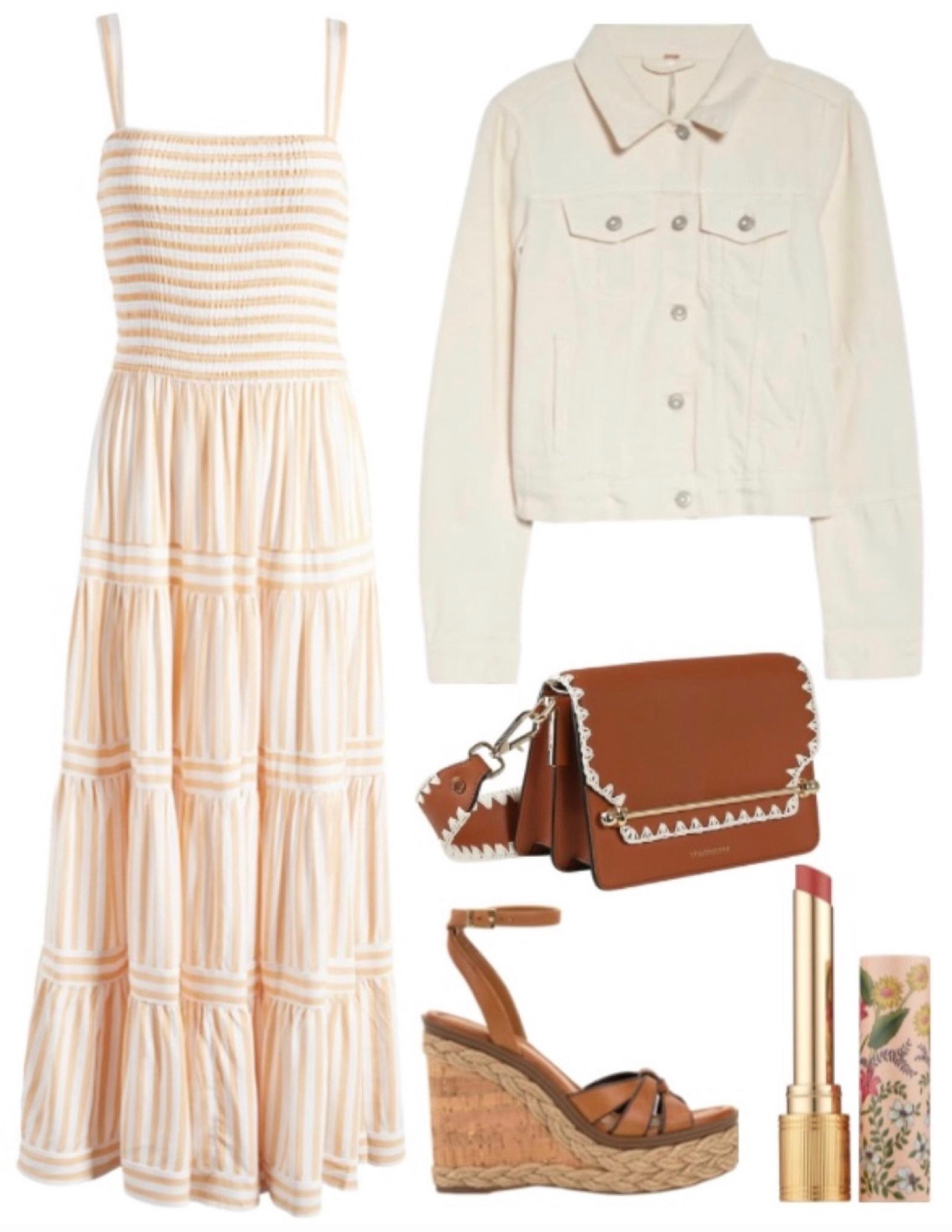 Maxi dress
Stripe dress
Denim jacket 
Bag
Wedges 
Strathberry bag
Gucci Lipstick 
Spring outfit
Summer outfit 
#ltkfind
#ltku
#ltkunder100
#ltkshoecrush
#ltkitbag

#LTKshoecrush #LTKSeasonal #LTKFind