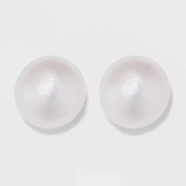 Sterling Silver Freshwater Pearl Stud Fine Jewelry Earrings - A New Day™ Silver/White | Target