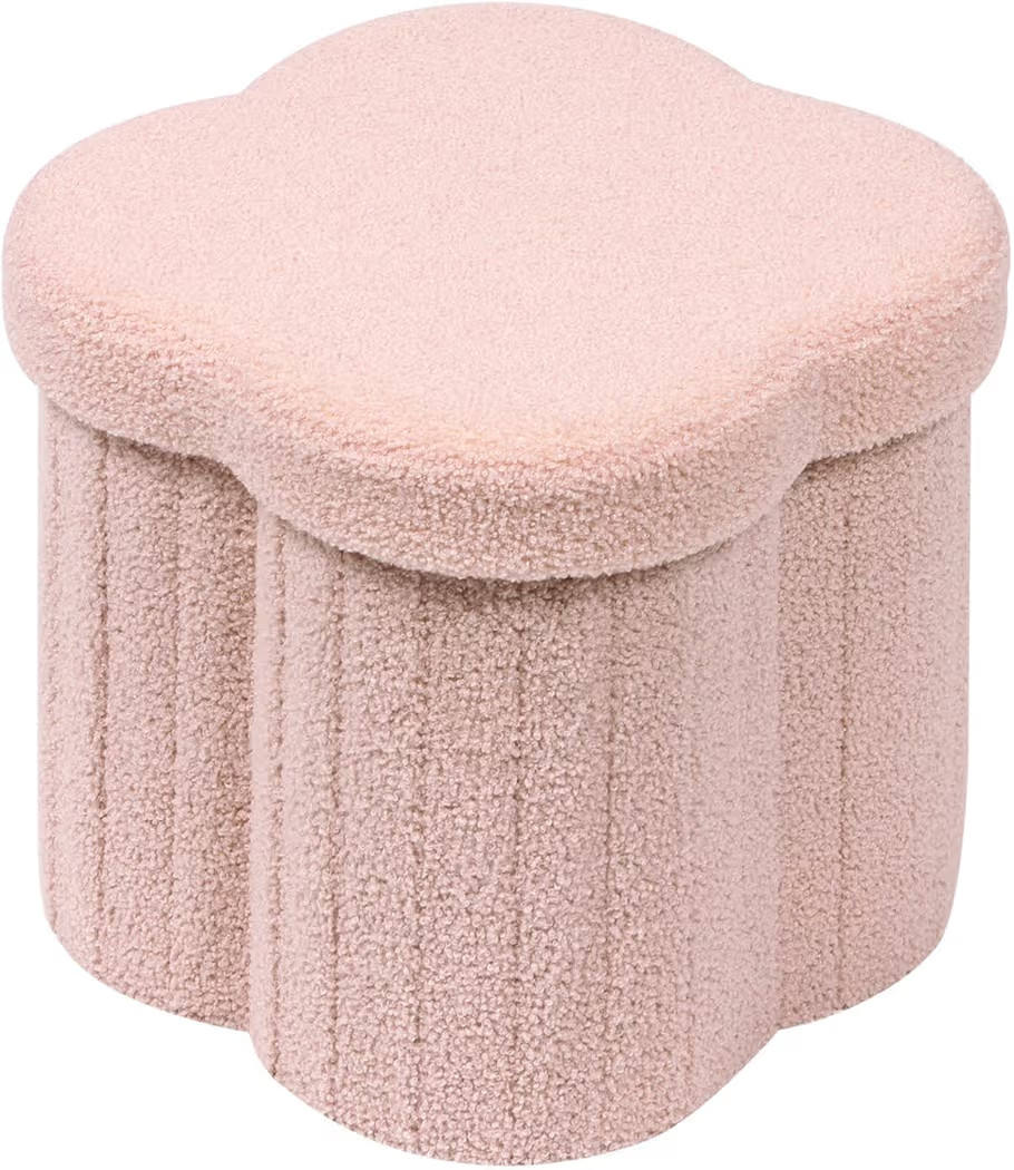 B FSOBEIIALEO Storage Ottoman Cube, Flowers Shaped Ottomans with Storage Foot Stool Footrest for Lving Room, Boucle Ottoman Seat for Dorm Room,Faux Teddy Fur, Pink 12.6"x12.6"x12.6" | Amazon (US)