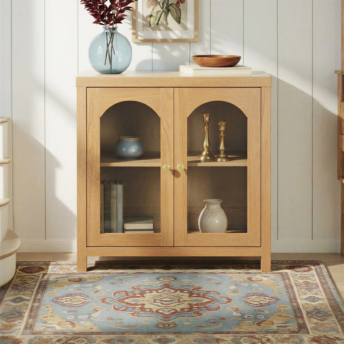 Eilisha Modern Arched Glass Accent Cabinet | Wayfair North America