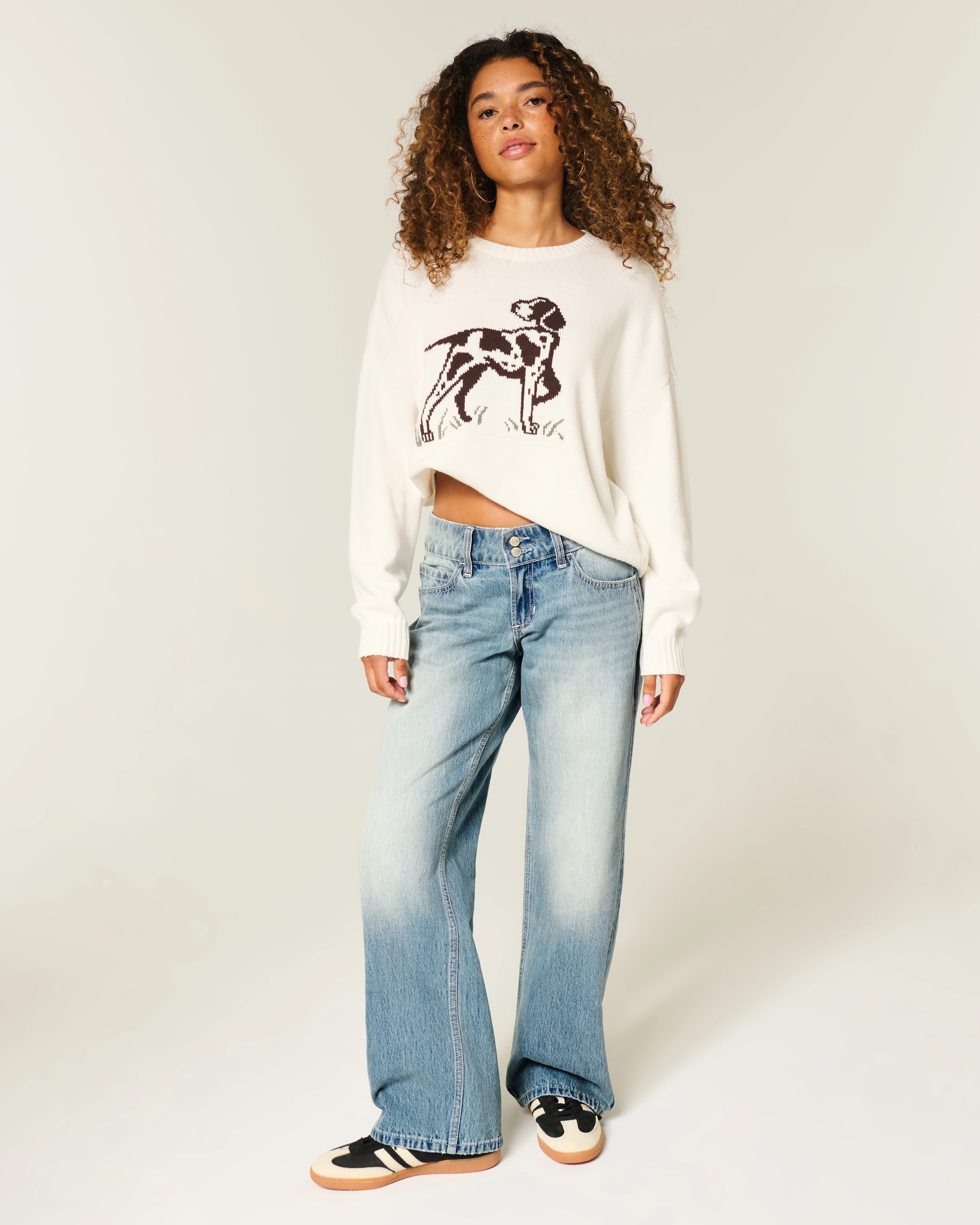 Low-Rise Y2K Medium Wash Baggy Jeans | Hollister (US)