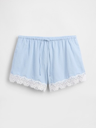 4" Mid Rise Linen-Blend Lace-Trim Shorts | Gap (US)