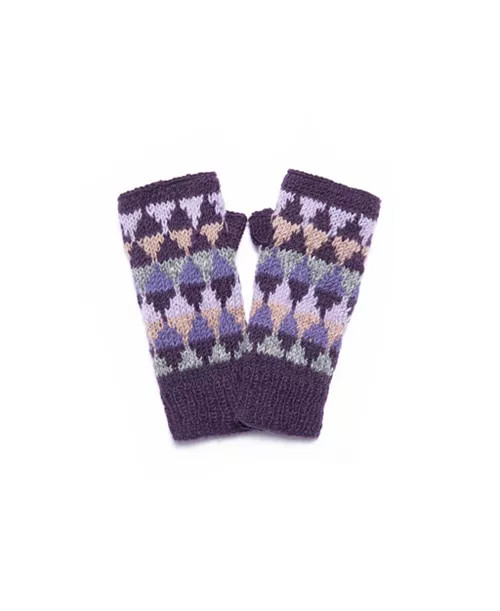 Women s Artisan Hand-Knit Jaya Harlequin Wool Half Mitten | Macy's