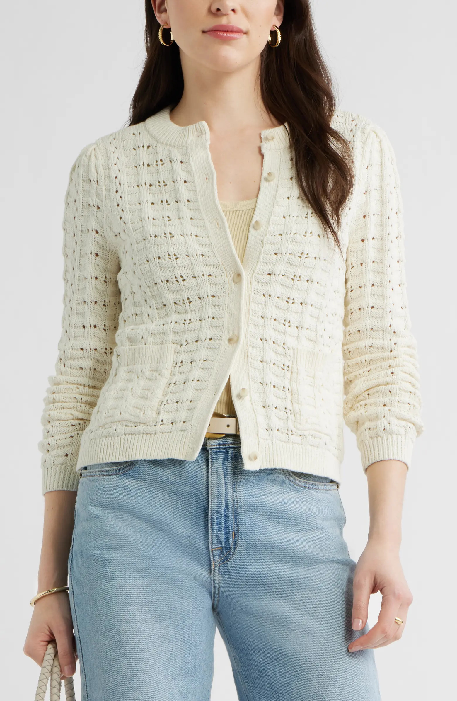 Pointelle Stitch Cotton Cardigan | Nordstrom