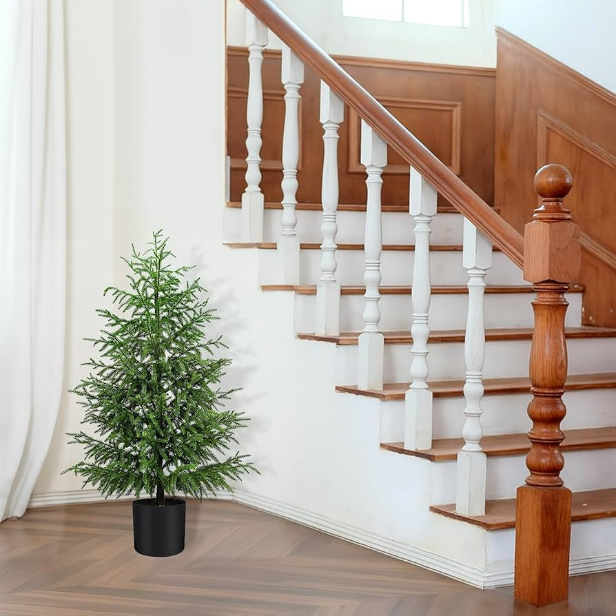 4FT Artificial Norfolk Pine Christmas Tree Faux Holiday Tree with Black Pot, Realistic Indoor Dec... | Amazon (US)