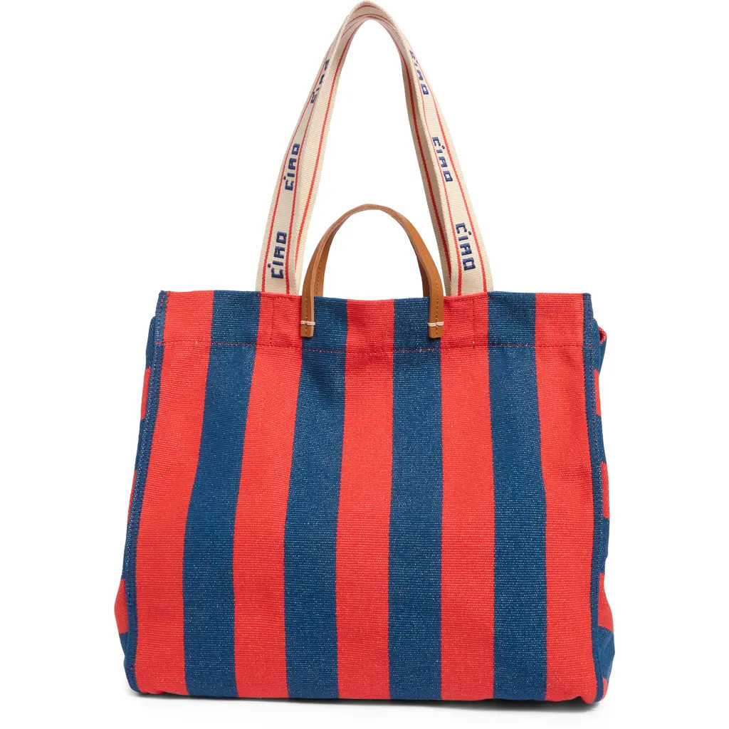 Clare V. La Côte Tote in Poppy/French Blue at Nordstrom | Nordstrom