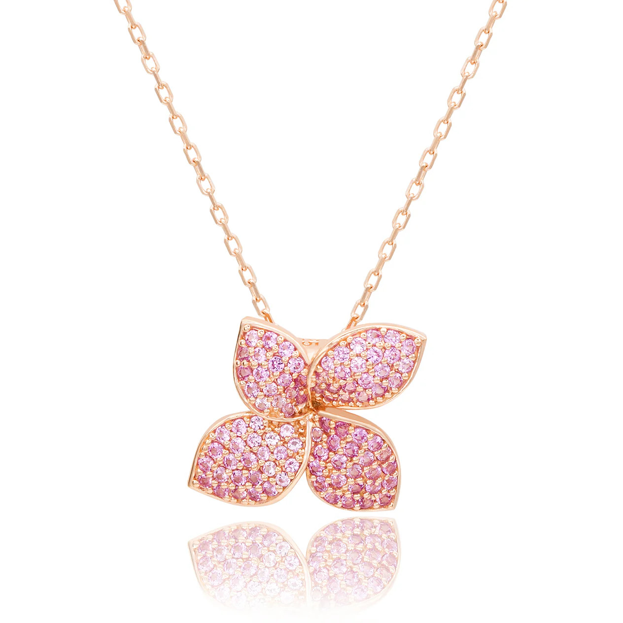 Suzy Levian Pink Sapphire and Diamond Accent in Rose Sterling Silver A | SUZY LEVIAN