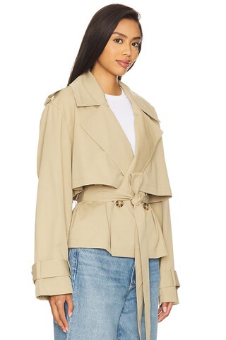 Liz Cropped Trench Coat in Camel | Revolve Clothing (Global)
