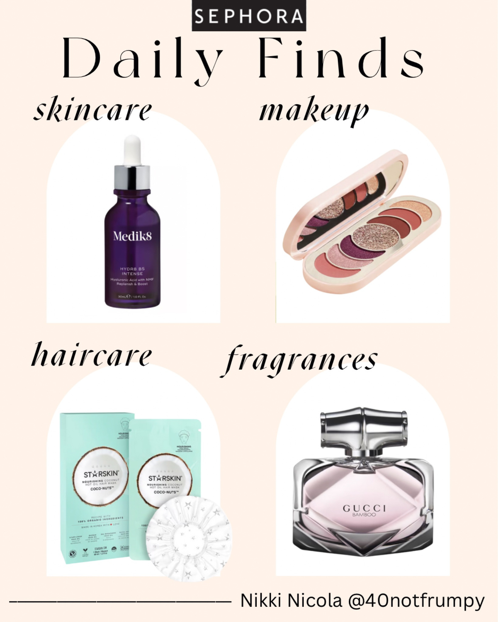 Daily Finds from Sephora UK. 

SKINCARE - Hyaluronic Acid by Medik8
MAKEUP - Eyeshadow Palette by Rare Beauty
HAIRCARE - Hot oil hair mask by Starskin
FRAGRANCES - Bamboo For Her by Gucci 

#LTKFind #LTKbeauty #LTKBeautySale