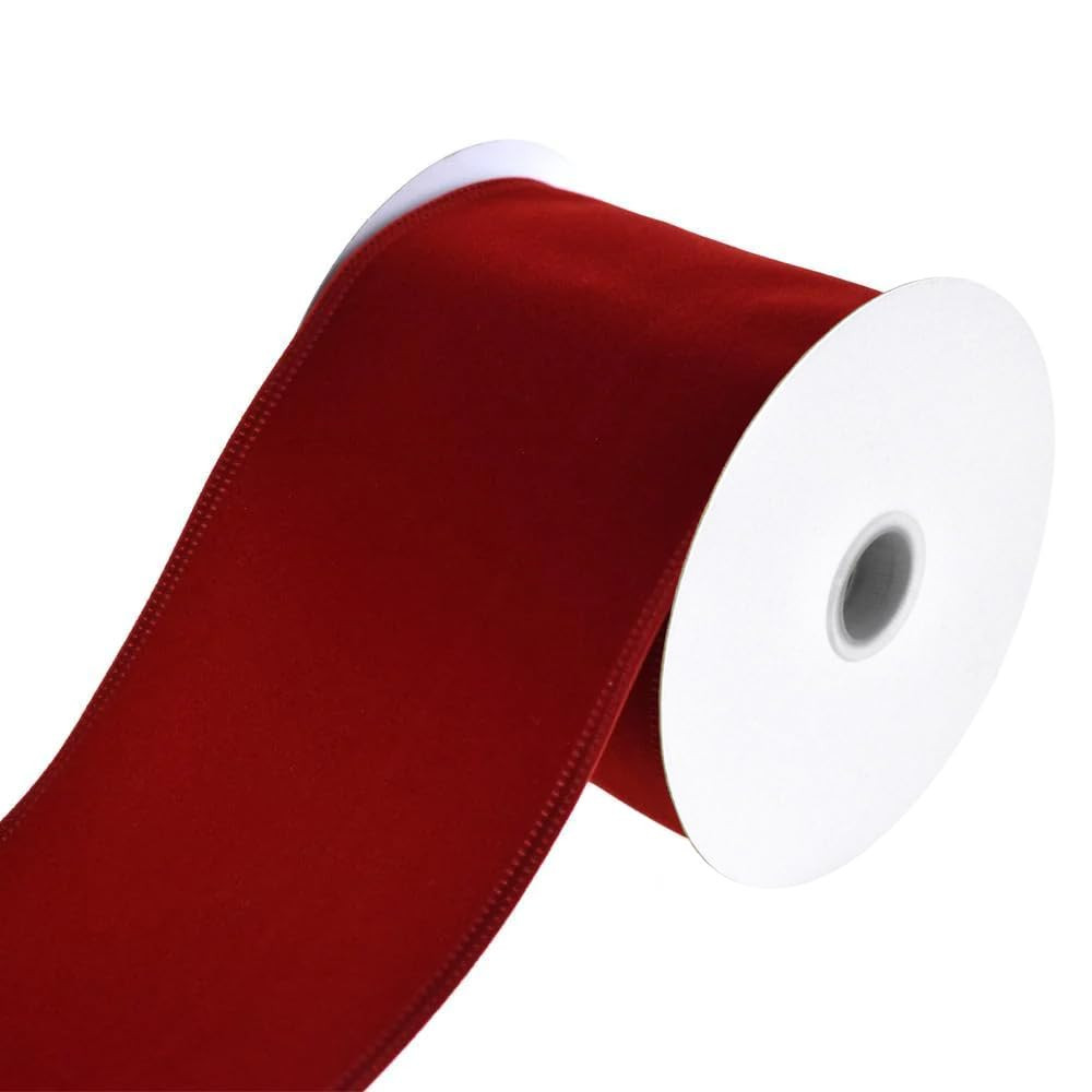 Homeford Christmas Velvet Wired Edge Ribbon, 4-inch, 10-Yard, Dark Red | Amazon (US)