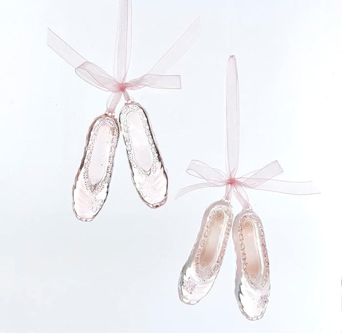 Kurt Adler 4" Acrylic Pink Ballet Shoes Ornament 2/A | Amazon (US)