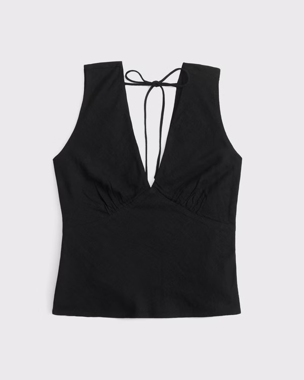 Linen-Blend Tie-Back Set Top | Abercrombie & Fitch (US)