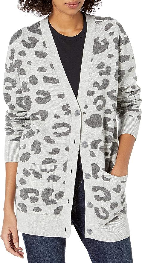 Amazon Brand - Daily Ritual Women's Ultra-Soft Leopard Jacquard Cardigan Sweater | Amazon (US)