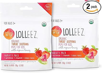 Lolleez Organic Sore Throat Soothing Pops with Honey, Multi Pack, 30 Count Total, (Pack of 2), fo... | Amazon (US)