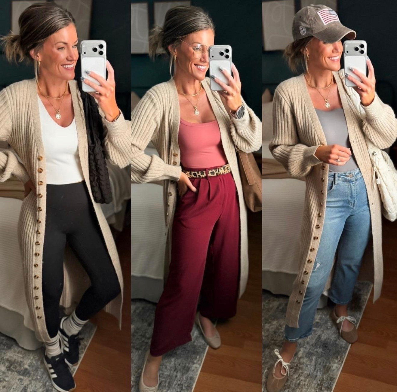Get all the use out of your favorite cardigan. From workouts, to workwear to weekends!! 
Cardigan/ small 
Tanks/medium
Leggings/ medium
Pants/ medium
Jeans/28

#LTKootd #LTKFindsUnder50 #LTKmomlife