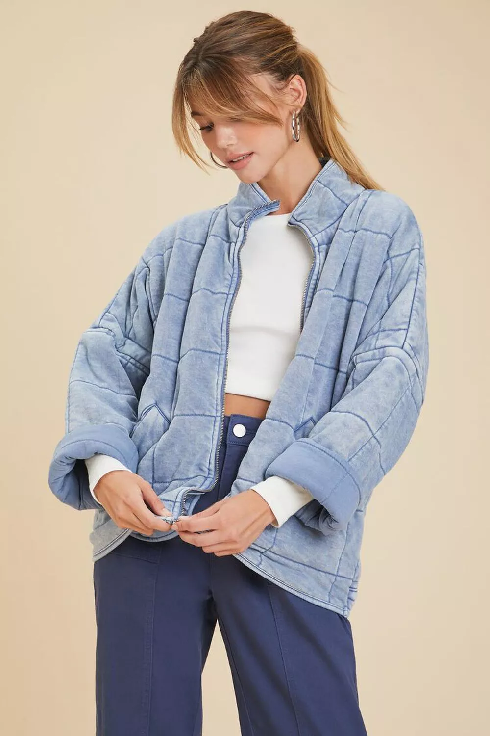 Quilted zip up jacket forever online 21