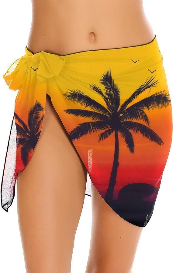 Ekouaer Women's Sarong Swimsuit Cover Ups Bathing Suit Coverups Chiffon Beach Wrap Skirts S-3XL  ... | Amazon (US)