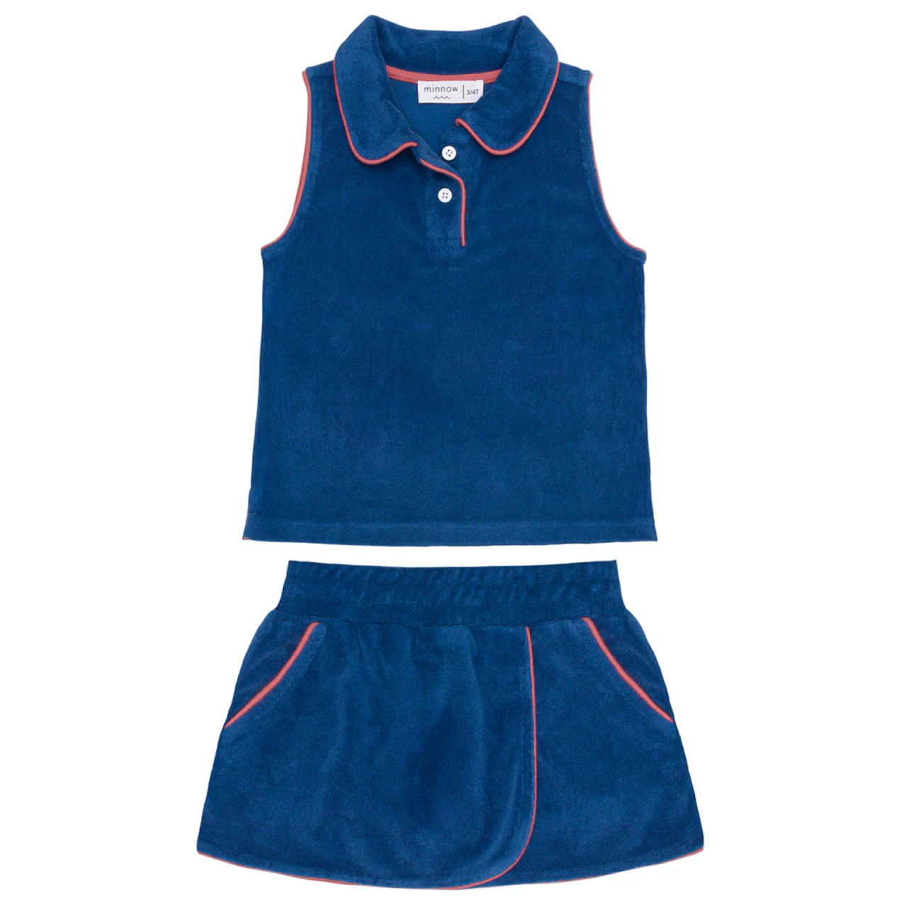 girls newport navy french terry tennis tank top and skort set | minnow