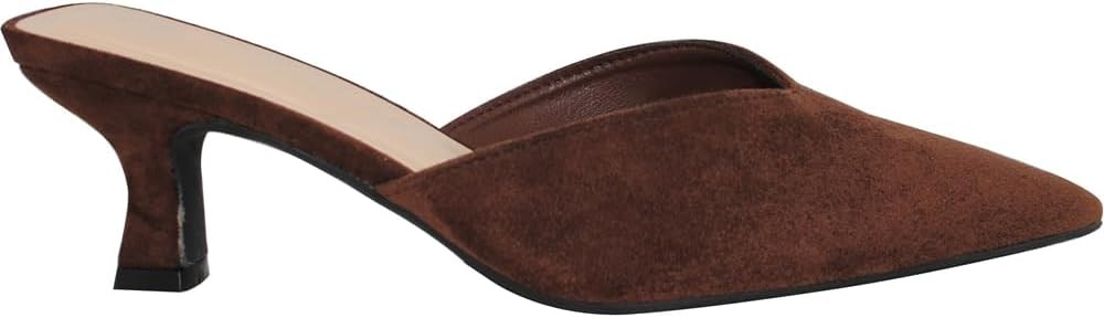 TRENDSUP Women's Pointed Toe Mules, Low Kitten Heel, Slip-On Style | Amazon (US)