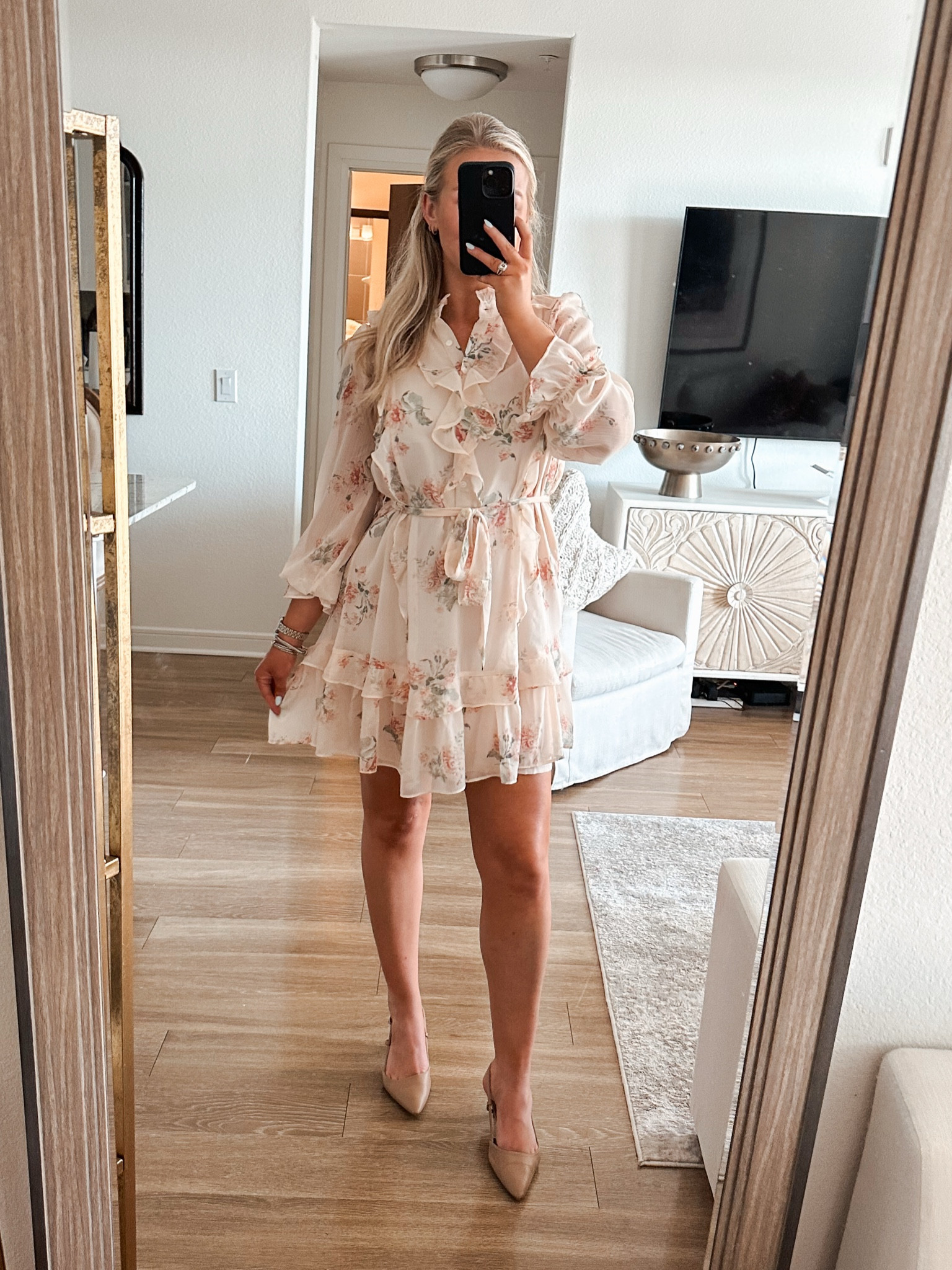 Floral dress on sale. Easter dress. Work outfit. Office outfit. Spring dress. Spring outfit. Spring workwear. Nude heels  

#LTKWorkwear #LTKFindsUnder50 #LTKFindsUnder100