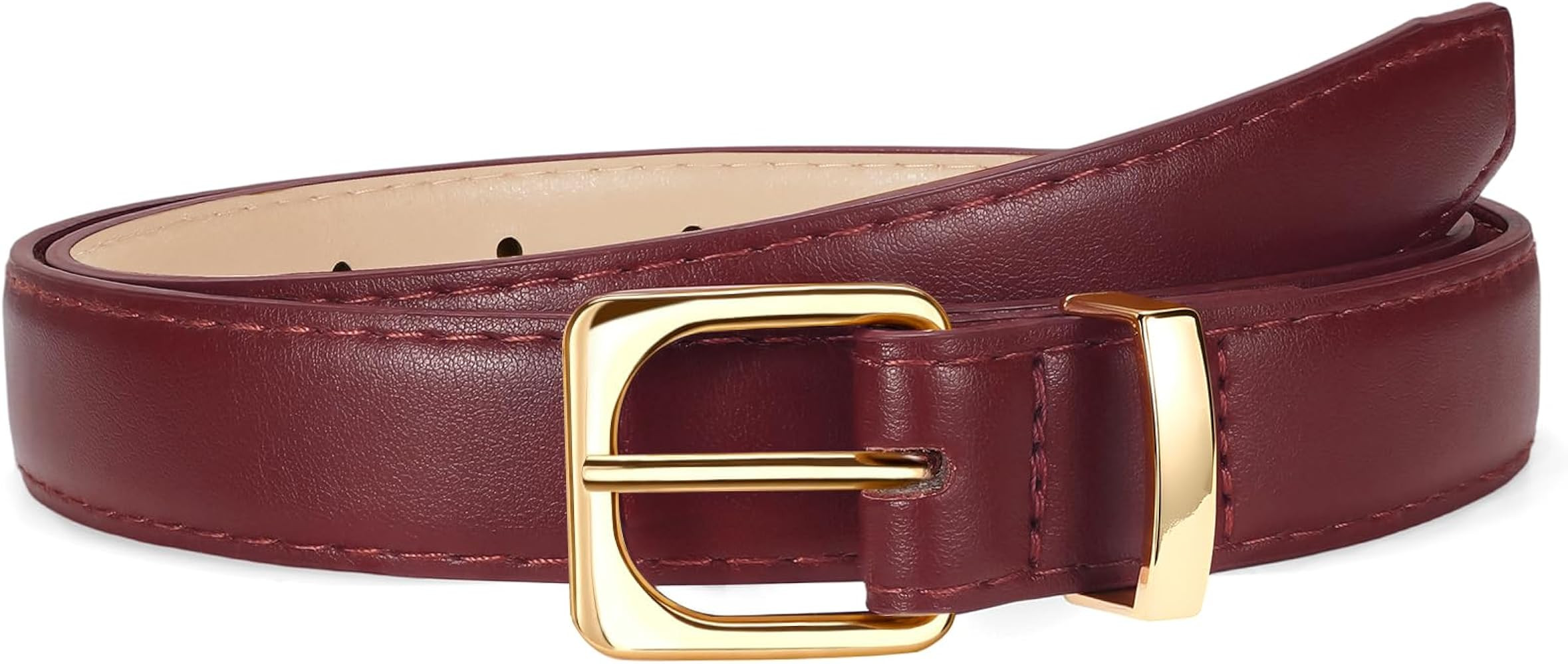 VONMELLI Womens Thin Leather Belt for Jeans Pants Dress Fashion Skinny Belt with Gold Buckle for ... | Amazon (US)