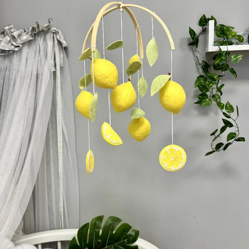 Lemon Baby Mobile, Citrus Nursery Decor, Handmade Felt Fruit Mobile - Etsy | Etsy (US)