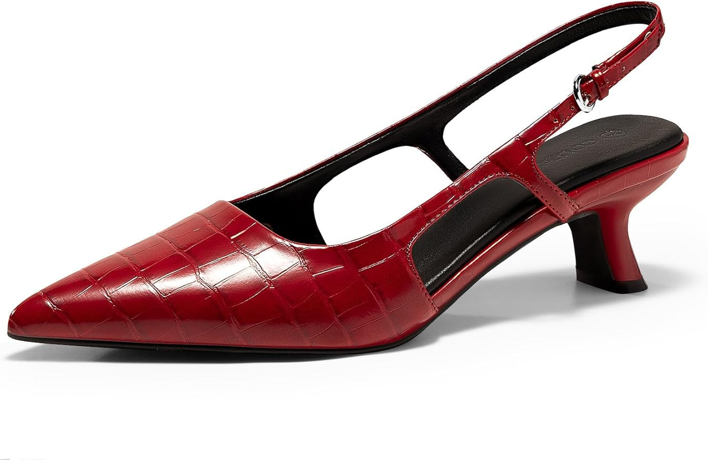 Coutgo Womens Slingback Kitten Heels Closed Pointed Toe Pumps Ankle Strap Work Dress Shoes | Amazon (US)