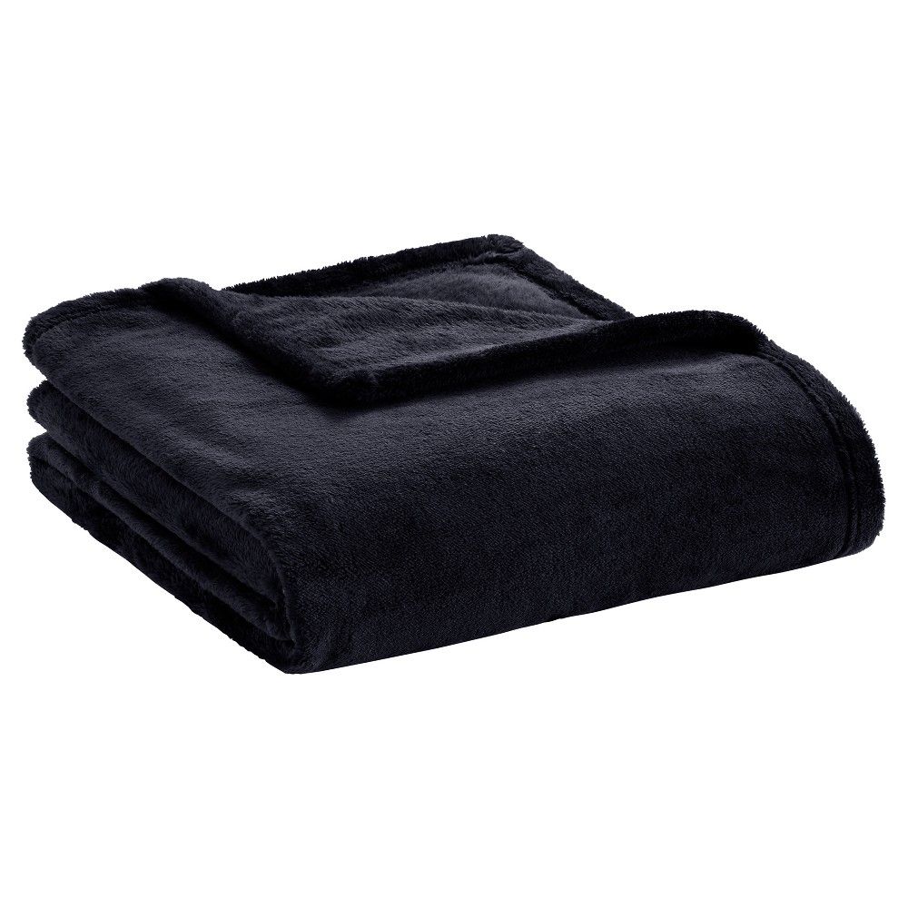 60""x70"" Oversized Microlight Plush Solid Throw Blanket Black - Intelligent Design | Target