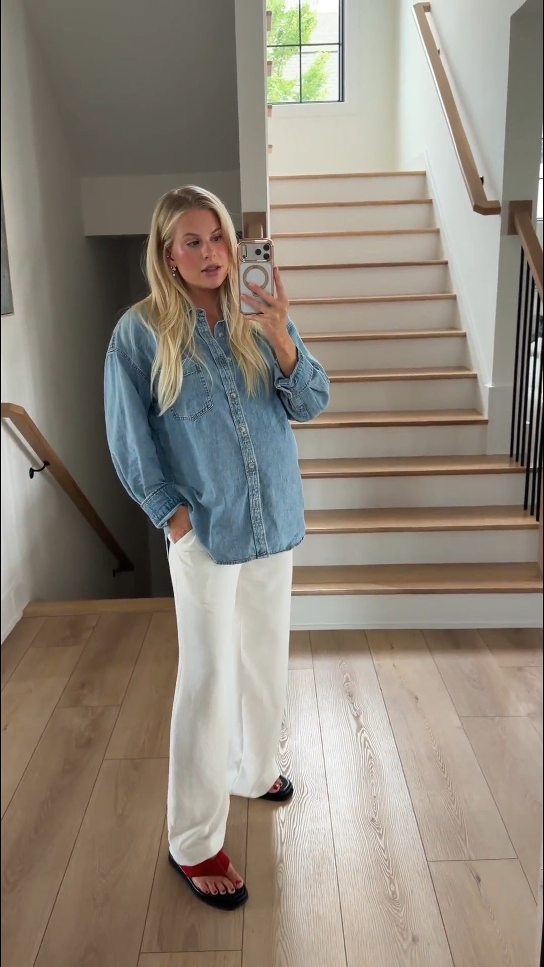 SIZE: medium in shirt (7yrs pctr ths Bleu). Size small reg in pants (light birch)…. still wearing pre- pregnancy size in both! I would recommend sizing up in pants for pregnancy. I had already sized up in top pre pregnancy because I like an oversized fit

#LTKootd #LTKBump #LTKSeasonal