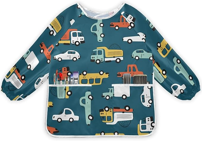 Bolaz Painting Smocks for Kids 2-4 Art Smocks Eating with Pockets Car Childish Truck Waterproof T... | Amazon (US)
