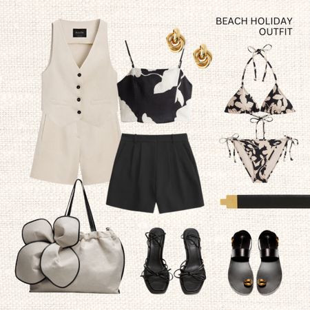  Beach holiday outfits 🏝️ Love that top! Ordered in xs as reviews say it runs large. Also the bikini is a steal! 

Linen cropped top, leather sandals, flat sandals, heeled sandals, woven tote bag, beach bag, beach outfit, holiday outfit, black tailored trousers, linen suit waistcoat, bikini

#LTKspring #LTKstyletip #LTKsummer