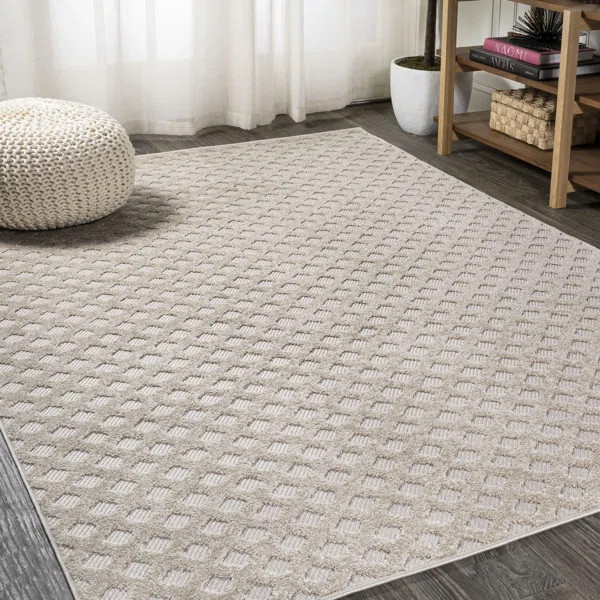 Demetri Geometric White/Black Indoor / Outdoor Area Rug | Wayfair Professional