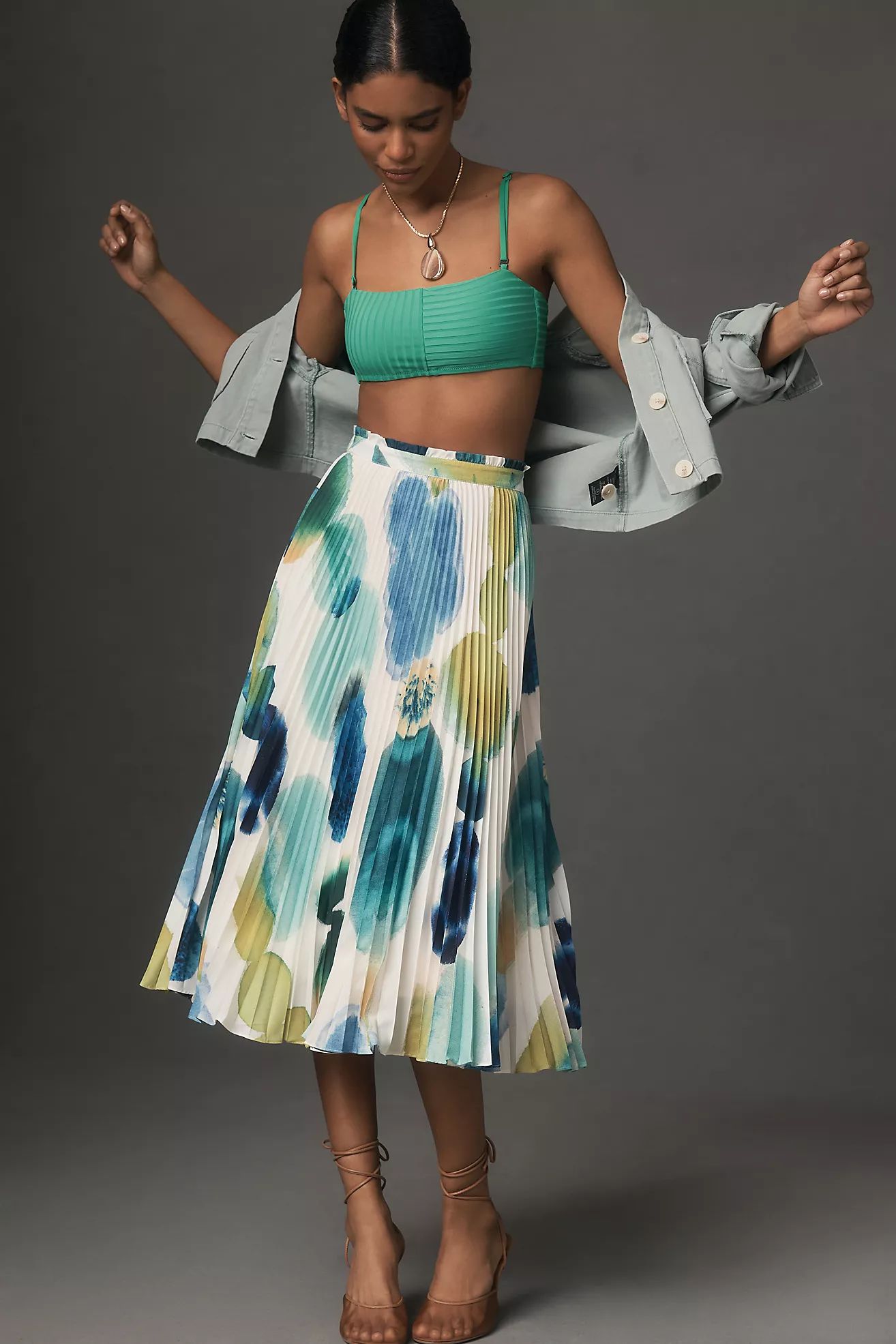 The Valerie Pleated Midi Skirt by Maeve: Michelle Armas Edition | Anthropologie (US)