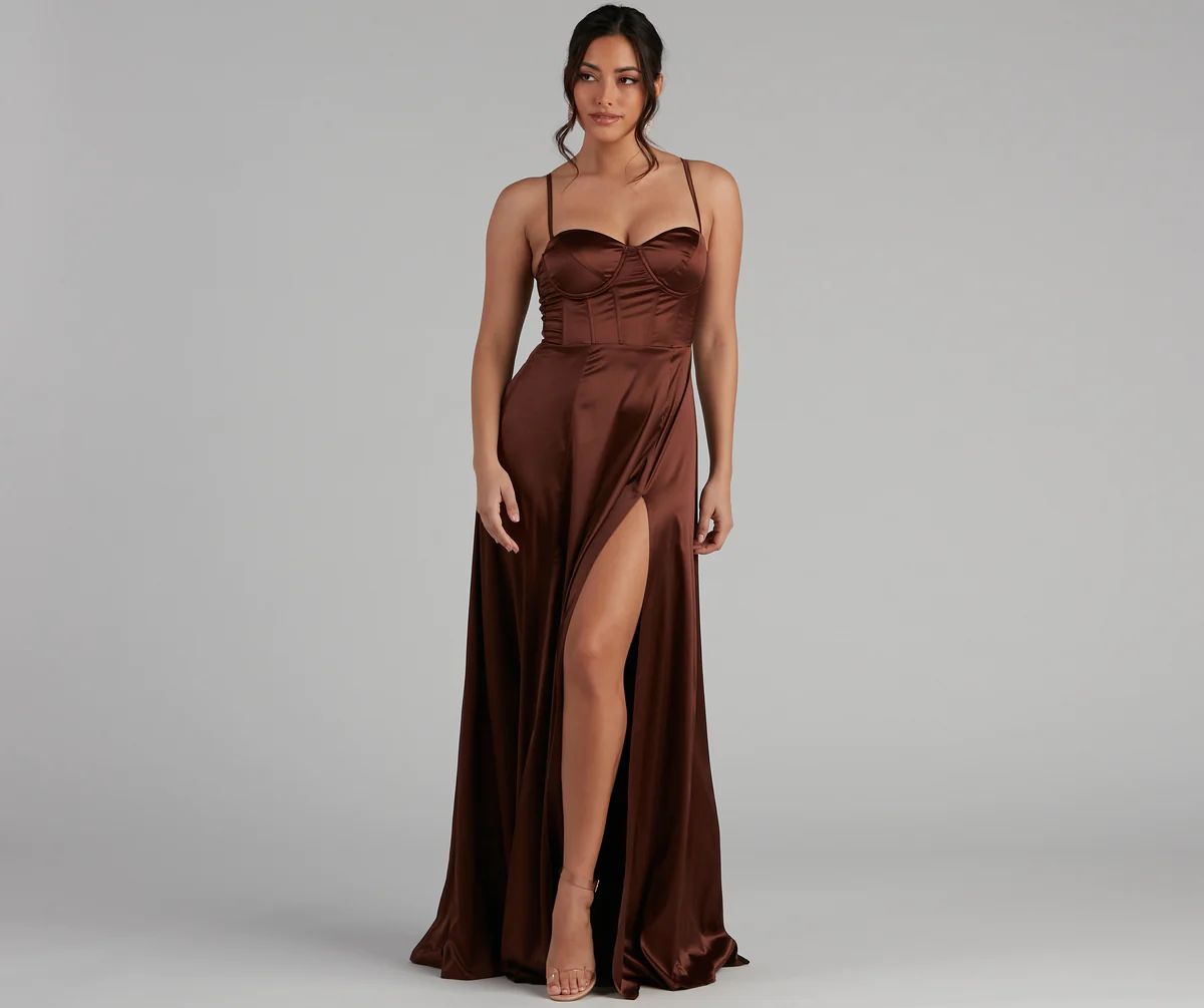 Jaxine Formal Satin Corset Dress | Windsor Stores
