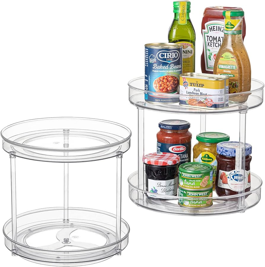 HBlife Lazy Susan Organizer, 10.6 Inches 2 Tier 2 Pack Clear Turntable Organizer for Cabinet, Kit... | Amazon (US)