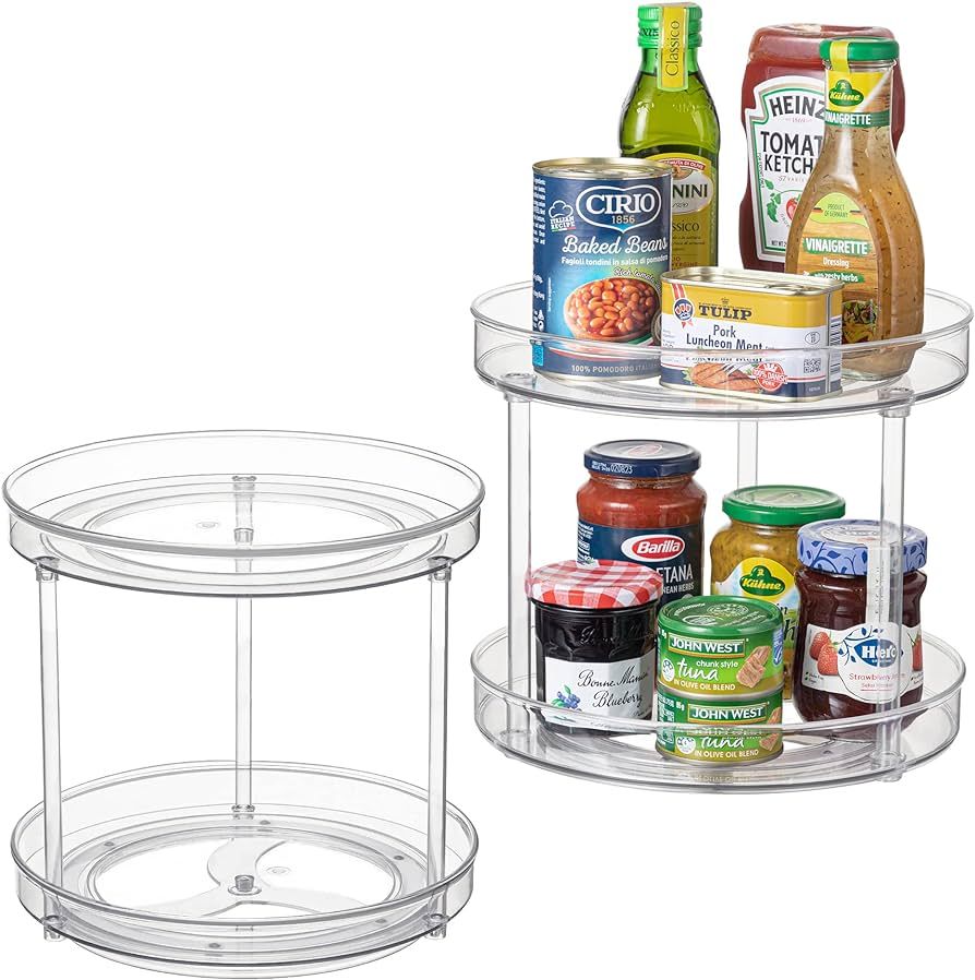 HBlife Lazy Susan Organizer, 10.6 Inches 2 Tier 2 Pack Clear Turntable Organizer for Cabinet, Kit... | Amazon (US)