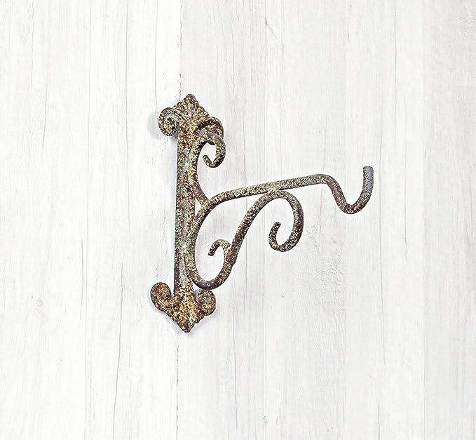 N?A French Country Primitive Aged Brown Wall Bracket Hook Plant Lantern Hanger Home and Garden Or... | Amazon (US)