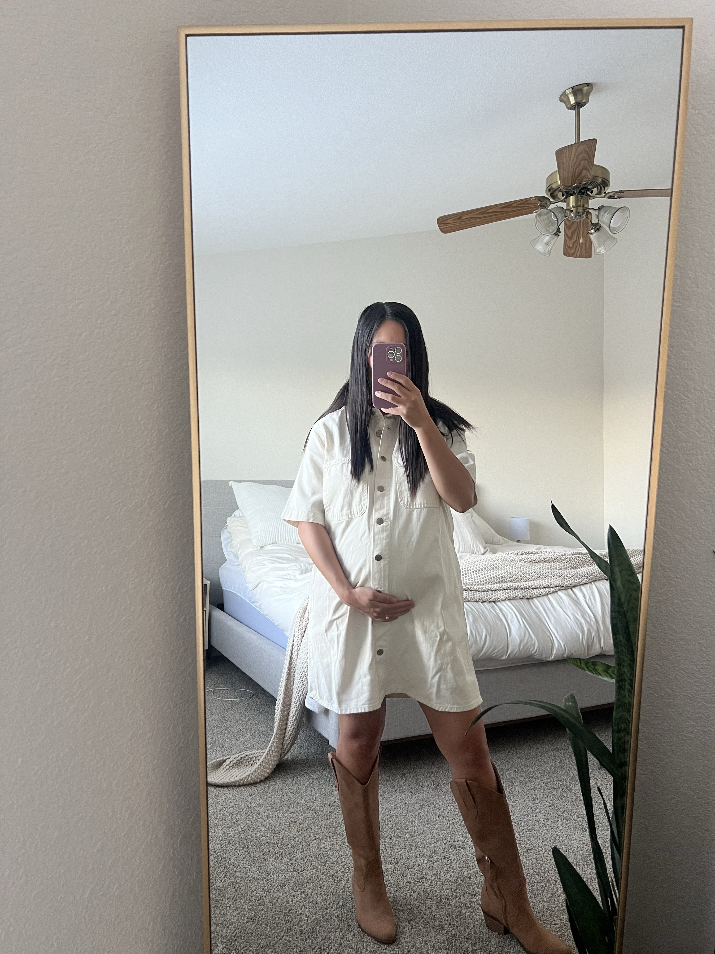 Bump friendly fall outfit idea. Denim white dress for fall. Target style. Bump approved. 

#LTKSaleAlert #LTKBump #LTKSeasonal