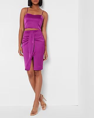 High Waisted Draped Midi Skirt | Express