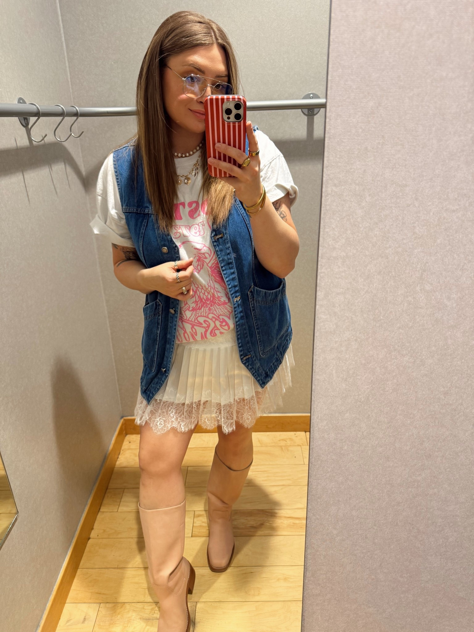 Lace slip skirts are my new favorite trend
Buckle
Frye boots
Band tee

#LTKootd