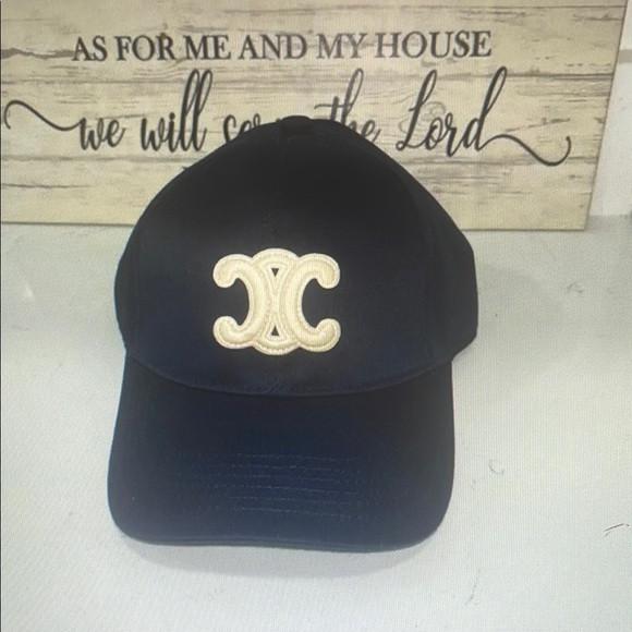Celine Navy Cap with Cream Logo | Poshmark