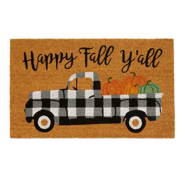 Farmhouse Living Happy Fall Y'all Coir Doormat - 18" x 30" - Natural - Elrene Home Fashions | Target