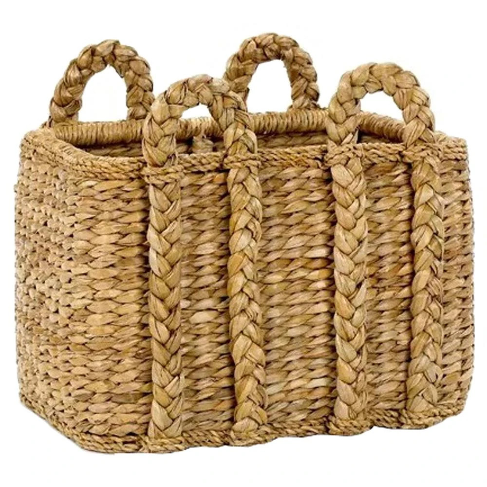 Reah Coastal Beach Natural Handwoven Rattan Rectangular Basket - Small | Kathy Kuo Home