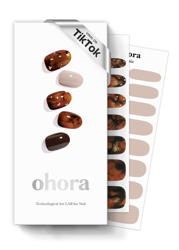 ohora Semi Cured Gel Nail Strips (N Brown Sugar) - Brown, Marble, Works with Any UV/LED Lamps, Sa... | Amazon (US)