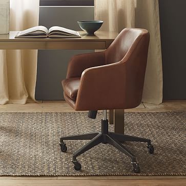 Helvetica Leather Office Chair | West Elm (US)