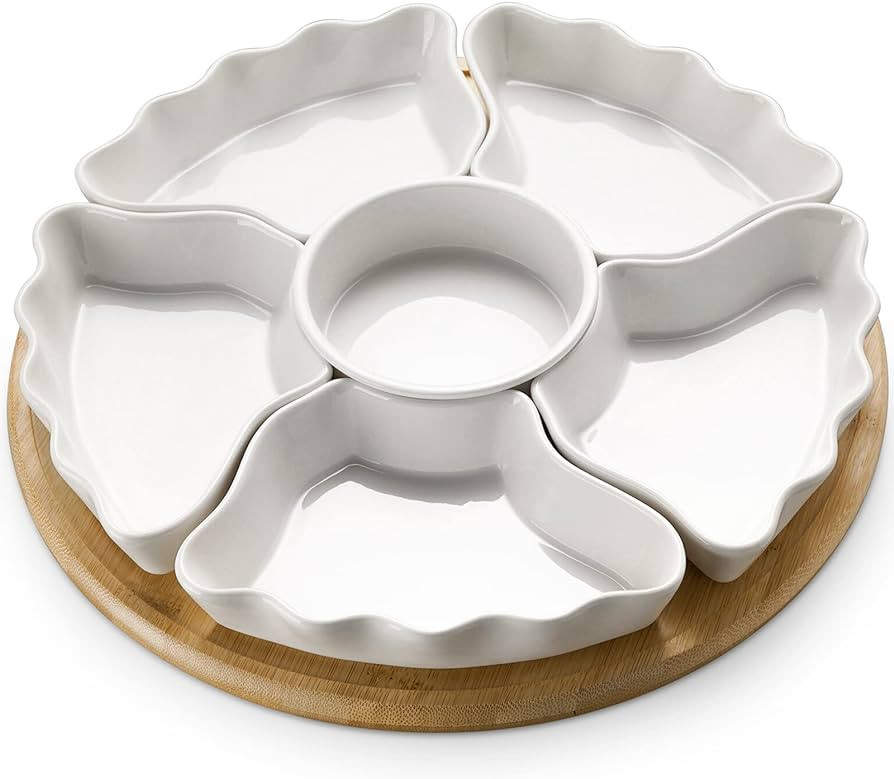 DOWAN 360° Rotatable Serving Tray and Platters, 12 Inch Divided Serving Bowls for Party, Kitchen... | Amazon (US)